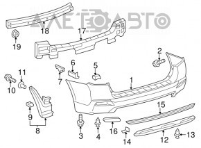 Rear bumper mount inner left Toyota Highlander 11-13