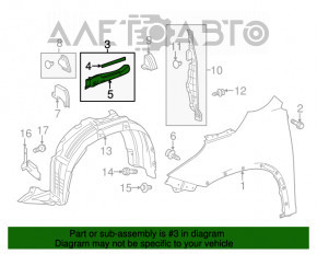 Seal wing hood-wing left Toyota Highlander 14-19