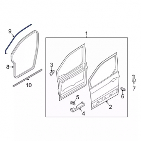Front left door seal for Ford Transit Connect MK2 13-23