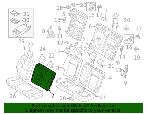 Left rear seat backrest Ford Fusion mk5 17-20 black cloth, with belt and armrest,