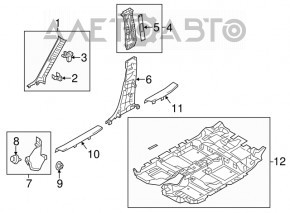 Mazda CX-5 17-25 black center pillar trim, scratches, left lower