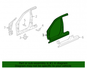Body pillar center left Acura TLX 15 - sawed off