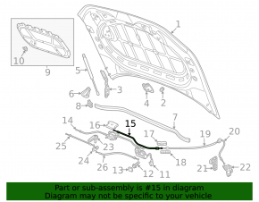 VW Atlas 21-25 hood release cable, middle section