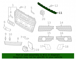 Lower grille of the front bumper Audi A7 16-18 S-line