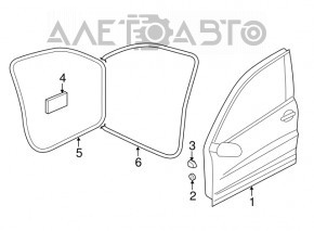 Front left door assembly VW Tiguan 18-24 keyless, white LC9A, with chrome moldings, dent, scratches on the linings