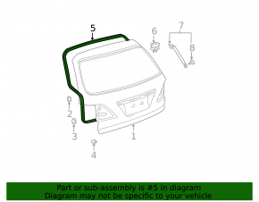 Rubber seal for the trunk door of a Lexus RX300 98-03