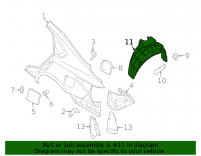 Rear right fender liner for Nissan Altima 13-18