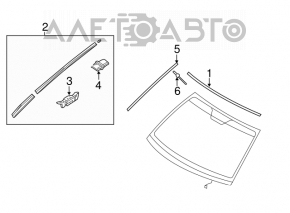 Left windshield molding Hyundai Sonata 11-15 missing upper mount