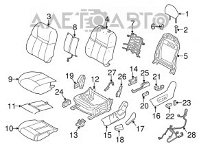 Nissan Rogue Sport 17-22 driver's seat back upholstery light gray leather