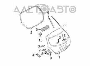 Right tailgate hinge for Nissan Murano z50 03-07