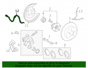 Rear left brake hose for Toyota Camry 18-24