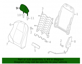 Front left headrest Mazda 3 14-16 BM prerest, cloth, gray, for dry cleaning