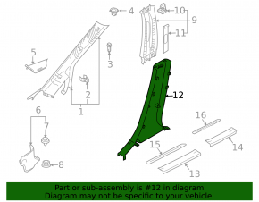 Lower right center pillar trim for Mazda CX-7 06-12