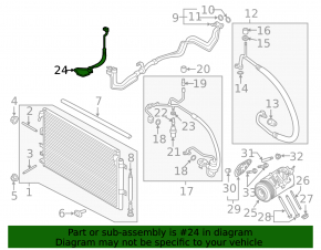 Air conditioning condenser-heater pipe first Ford Edge 15-18 2.0T