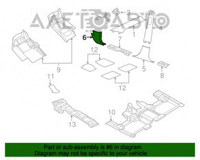 Front pillar trim lower right Dodge Durango 11-12 black