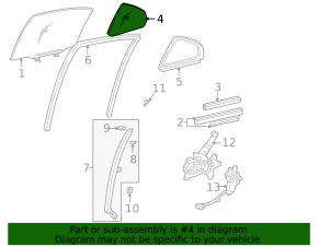 Door glass triangle rear left Lexus IS200 IS300 99-05
