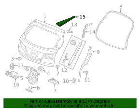 Roof trim rear left Acura MDX 14-20 under railing, scratches
