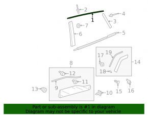 Upper rear right door molding Toyota Rav4 19- chrome