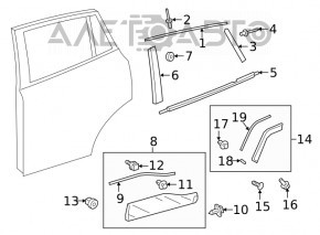 Upper rear right door molding Toyota Rav4 19- chrome