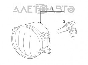 Fog lamp PTF right Toyota Highlander 14-19
