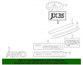 Emblem inscription QX60 trunk lid Infiniti QX60 13-13