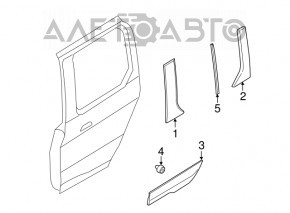 Door trim, side, rear, left, Ford Transit Connect MK2 13-23 passenger