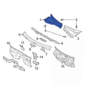 Right windshield wiper grille plastic Ford Explorer 20-23 without plug, mesh torn