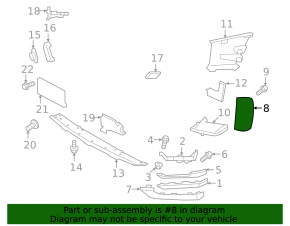Front bumper cover in the lower grille of the Land Rover Range Rover Evoque 19-23