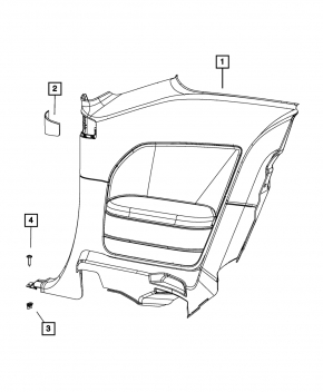 Rear row trim left Dodge Challenger 09-14 black