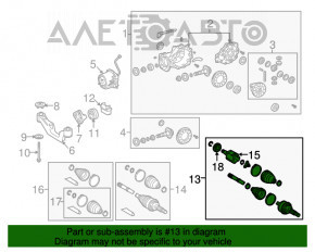 Drive axle rear left Lexus RX350 10-15 rusty