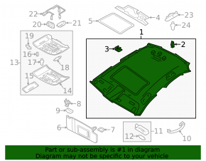 Audi A6 C7 12-18 headlining for sunroof, grey, for reupholstery