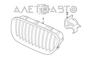 Radiator grill grill left BMW 5 F10 11-13