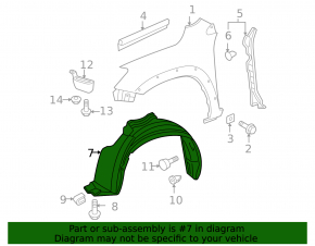 Front left fender liner for Toyota RAV4 06-12