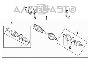 Drive half shaft front right VW Tiguan 18- fwd