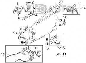 Upper front left door hinge for Subaru Outback 10-14