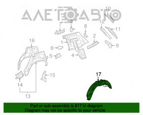 Rear left fender liner Toyota Highlander 08-13