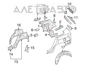 Rear left fender liner Toyota Highlander 08-13