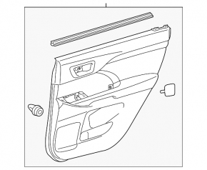 Door trim card rear left Toyota Highlander 14-16 black
