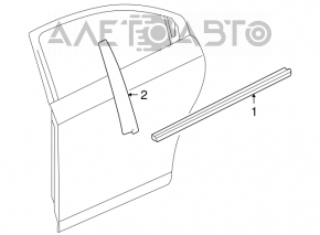 Molding door-glass central rear left Chevrolet Cruze 11-15 black