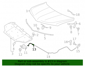 Ford Edge 15 Hood Release Cable - Front
