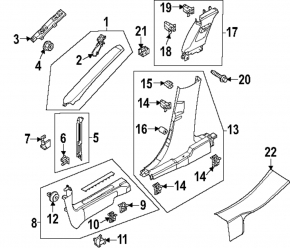 Center pillar trim lower left Ford Mustang Mach-E 21-23 black