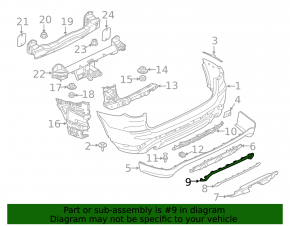 BMW X3 G01 18-21 rear bumper lower trim, gray, under towbar, broken fasteners, pressed, scratches
