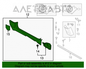 Door sill trim front left Mini Cooper Clubman R55 07-14 black