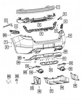 Rear bumper center guard for Dodge Dart 13-16