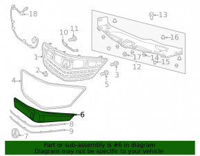 Acura RLX 14-17 hybrid radiator grille molding, under radar