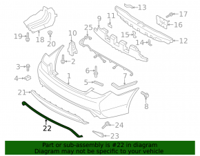 Rear bumper molding Hyundai Sonata 11-15 hybrid