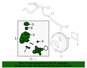 Brake master cylinder with reservoir Infiniti Q50 14-20 2.0T, 3.0T, 3.7 with cover