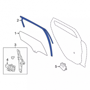 Rear left glass seal for Ford Focus mk3 11-18 matte