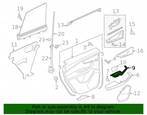 Rear right window lift control trim for Audi Q8 19-26, black