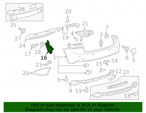 Lower left rear bumper mount for Lexus IS 14-20